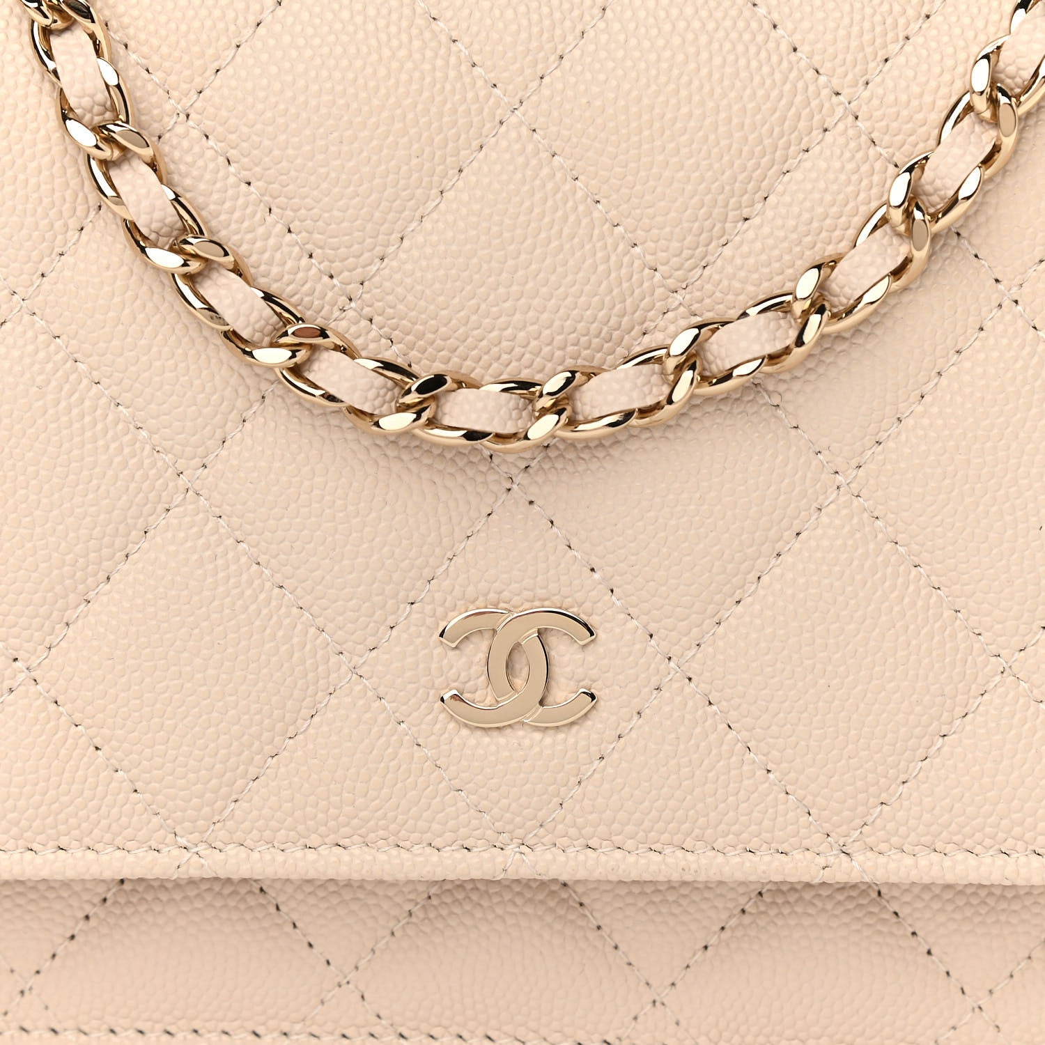Chanel Caviar Quilted Wallet On Chain WOC Light Beige 8 of 11