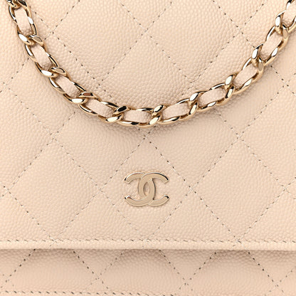 Chanel Caviar Quilted Wallet On Chain WOC Light Beige 8 of 11