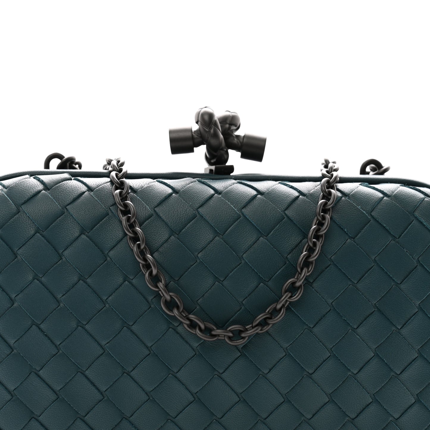 Nappa Intrecciato Chain Knot Clutch Mallard