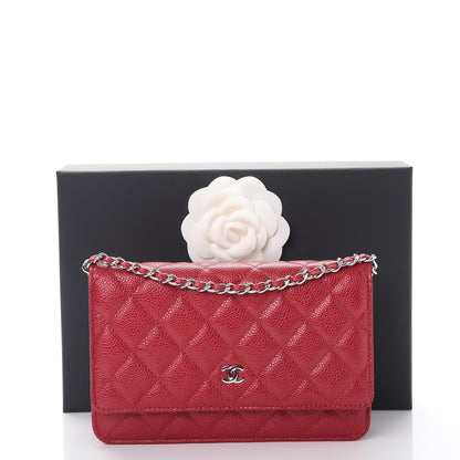 Chanel Caviar Quilted Wallet On Chain WOC Dark Pink 9 of 9