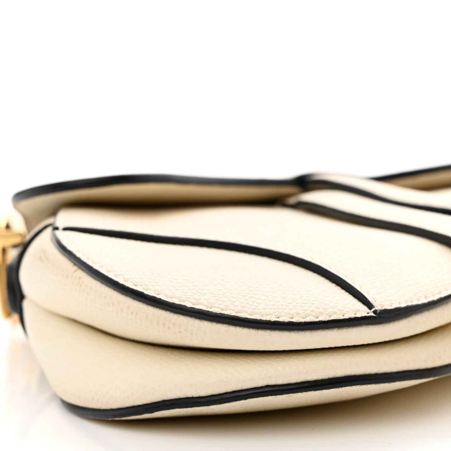 Grained Calfskin Mini Saddle Bag White