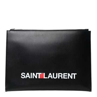 Saint Laurent Calfskin Logo Zipped Tablet Pouch Black 1 of 4