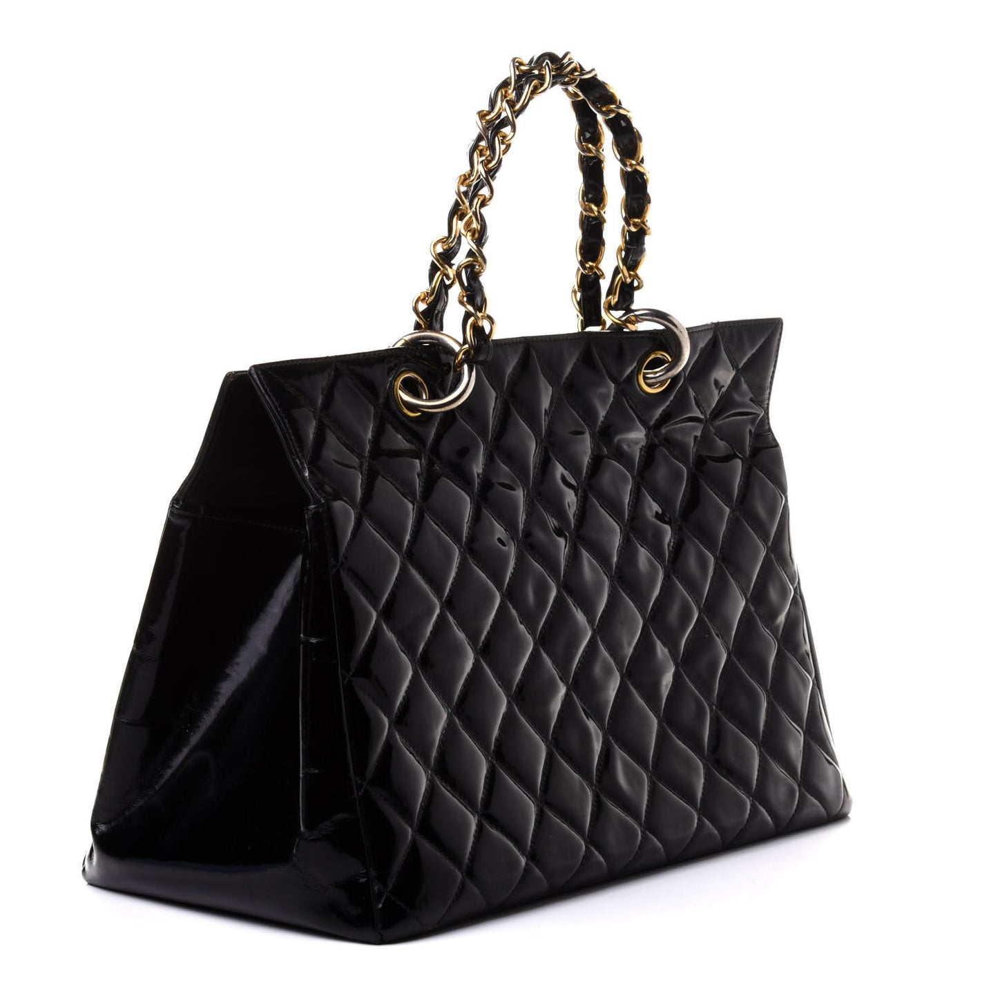 Patent Quilted Grand Shopping Tote GST Black