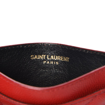 Saint Laurent Grain De Poudre Matelasse Chevron Monogram Credit Card Case Lipstick Red 8 of 9