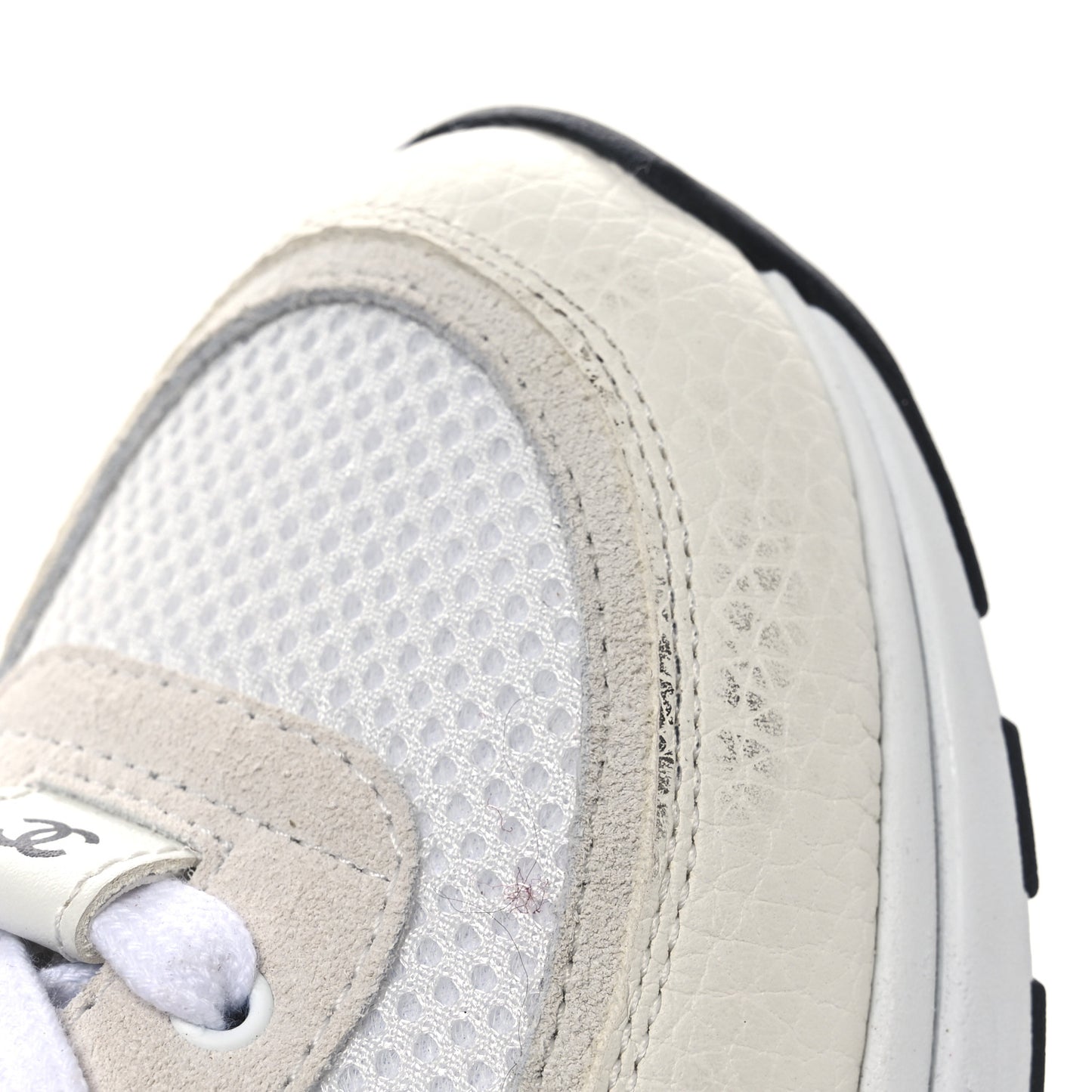 Mesh Suede Calfskin Grained Calfskin Womens CC Sneakers 36.5 White Black
