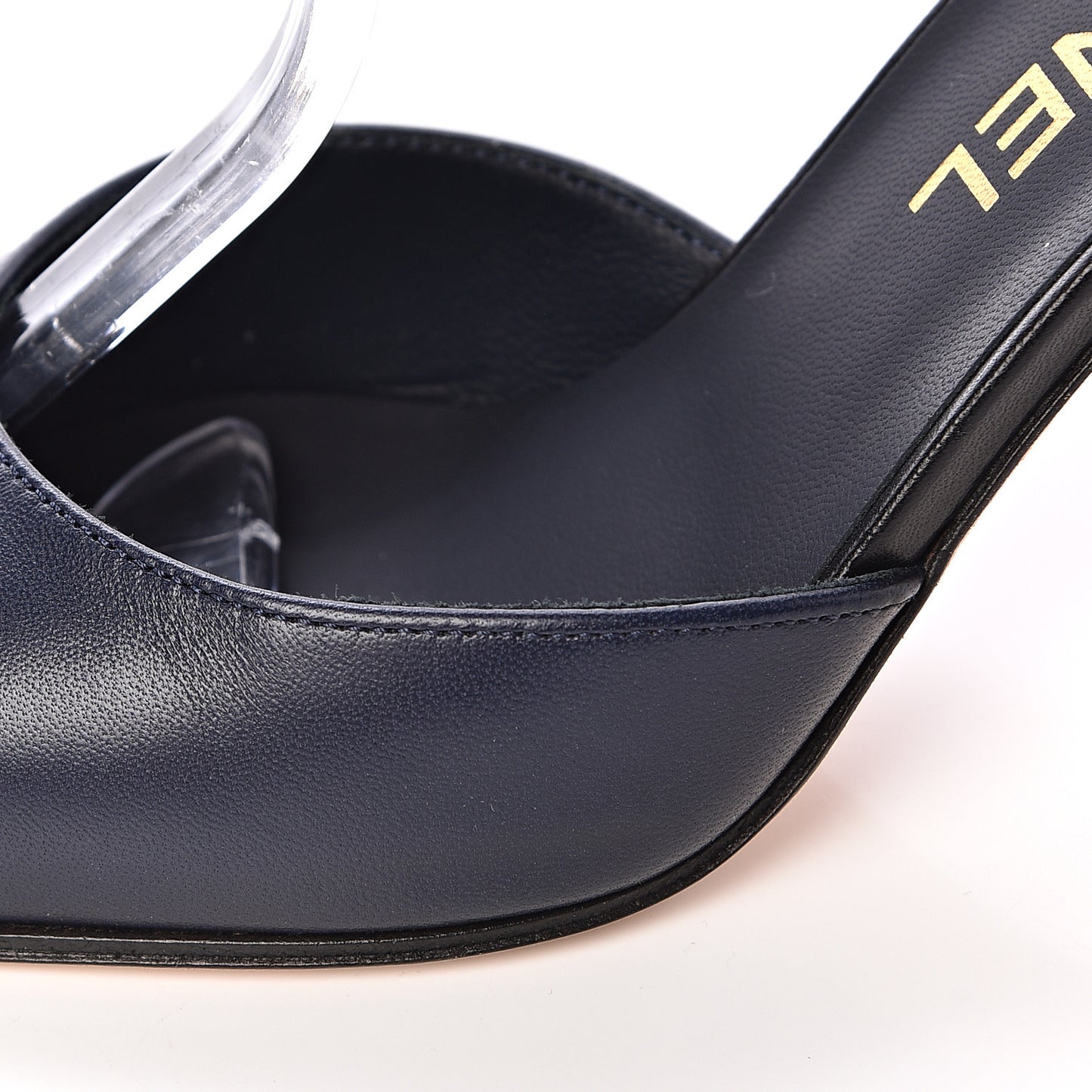 Lambskin Cap Toe CC Ankle Strap Pumps 37 Navy Black