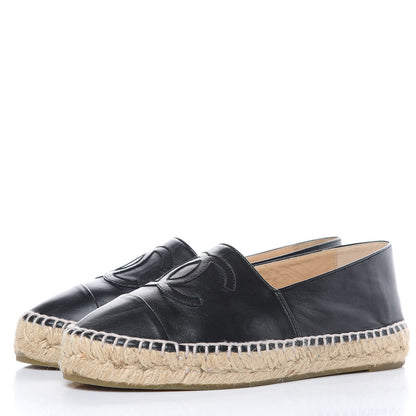Chanel Lambskin CC Espadrilles 36 Black 3 of 9