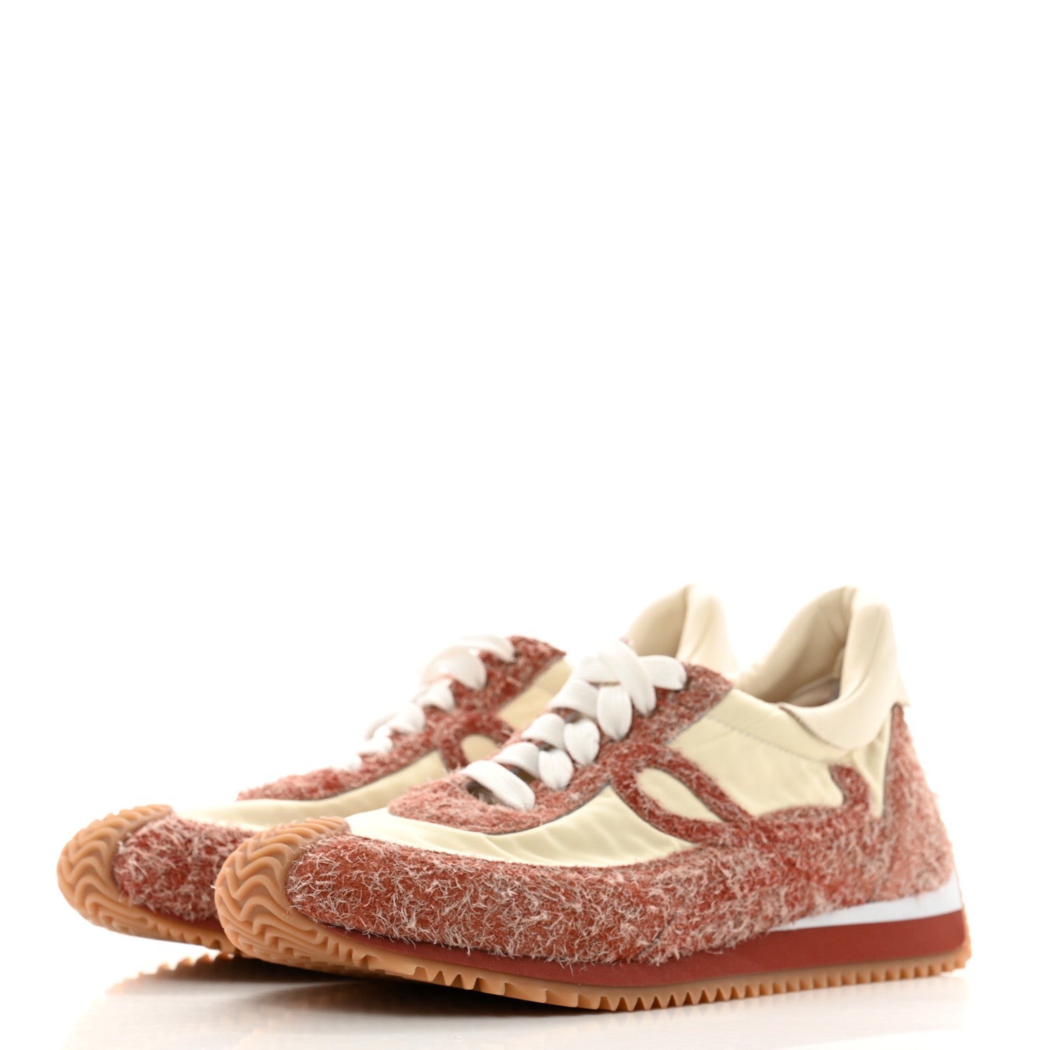 Loewe Nylon Brushed Suede Flow Runner Sneakers 40 Red Soft White 4 of 10