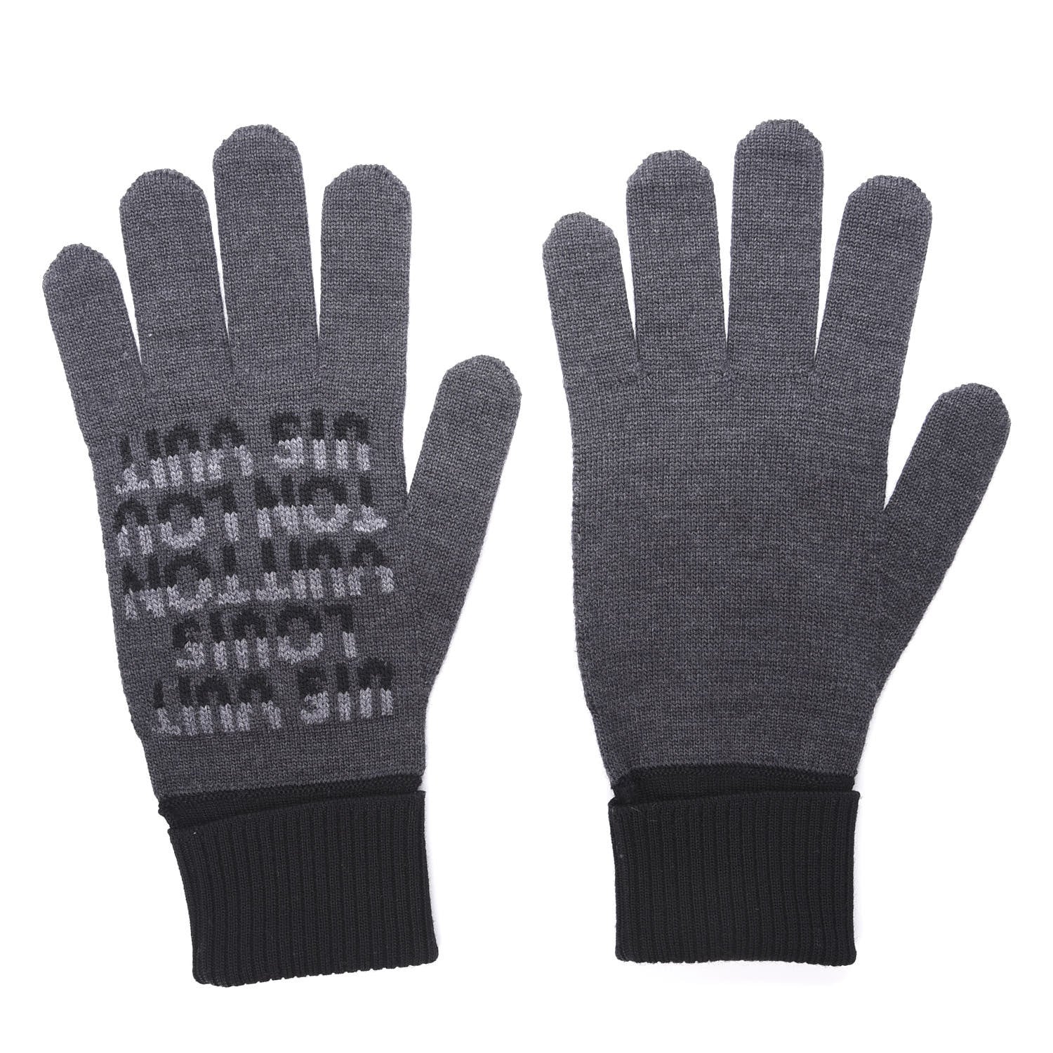 Louis Vuitton Wool Logo Gloves Grey 1 of 4