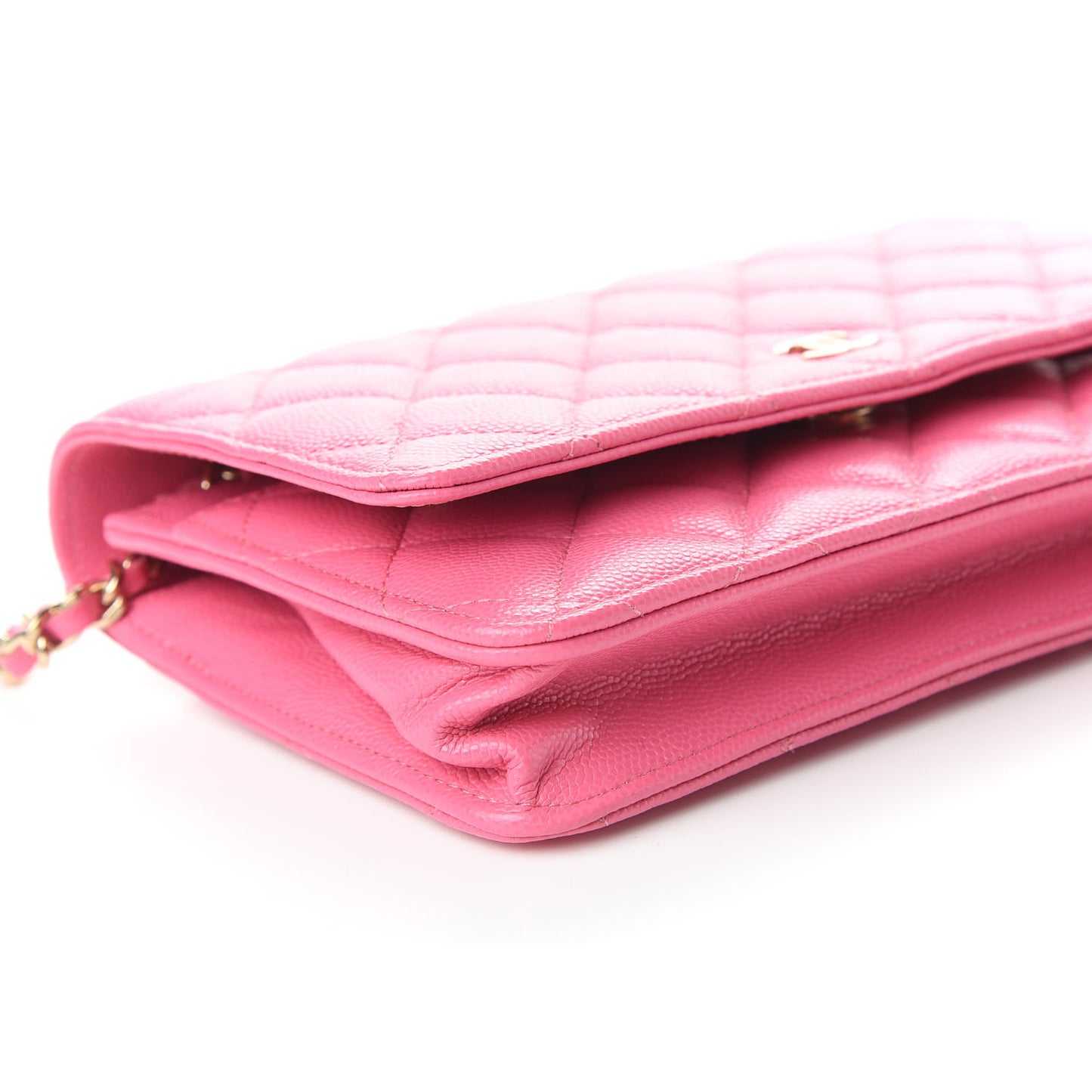 Caviar Quilted Wallet on Chain WOC Pink