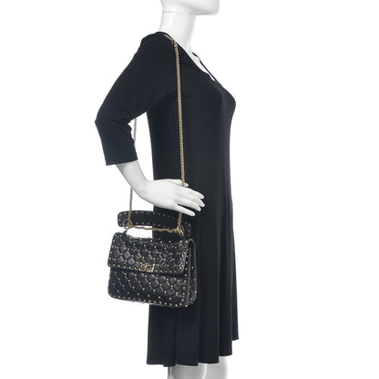 Valentino Garavani Lambskin Medium Rockstud Spike Shoulder Bag Black 2 of 9