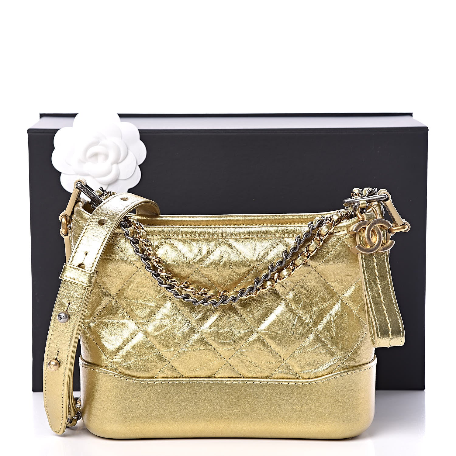 Chanel Metallic Aged Calfskin Quilted Small Gabrielle Hobo Gold 10 of 10