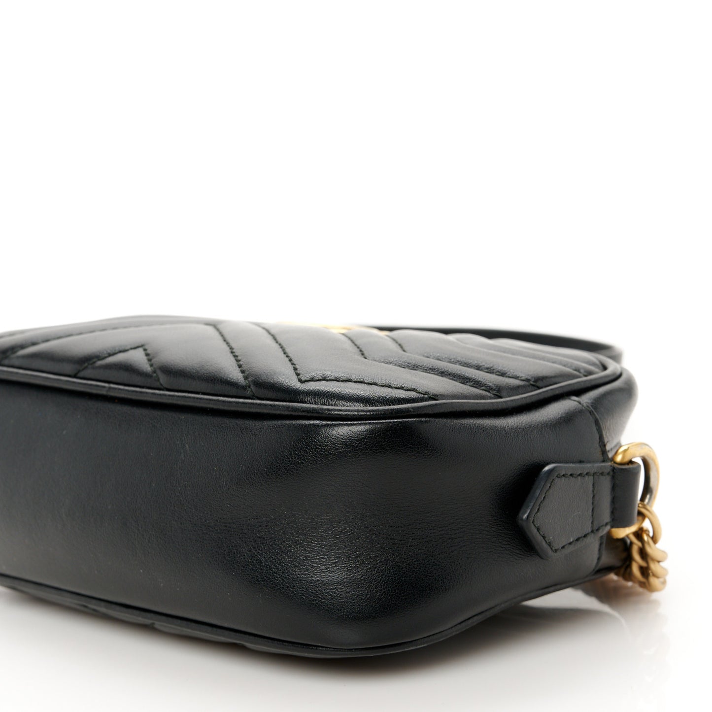 Calfskin Matelasse Mini GG Marmont Chain Shoulder Bag Black