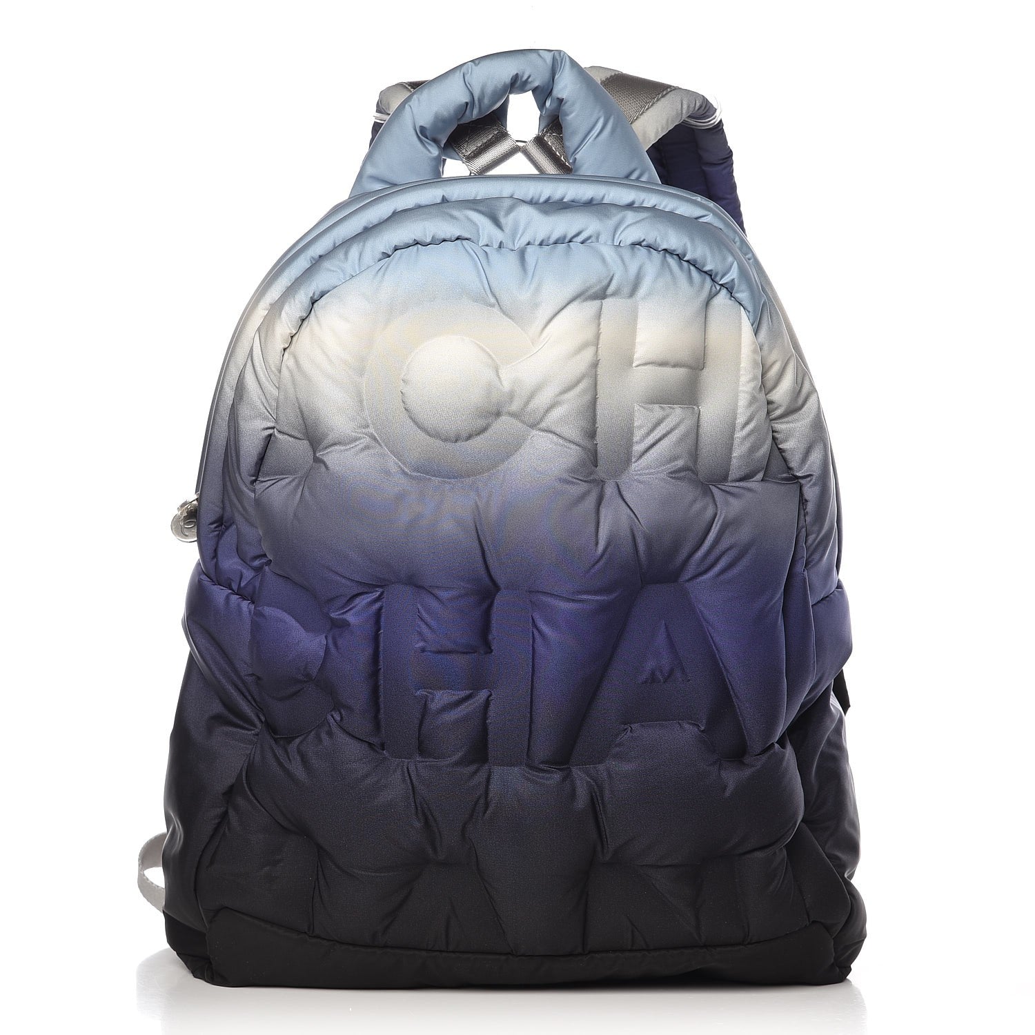 Chanel Nylon Embossed Small Doudoune Backpack Black Blue White 1 of 7