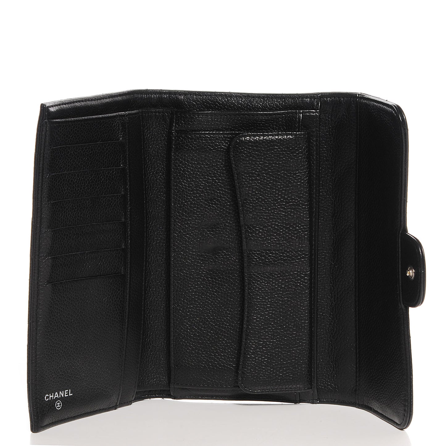 Caviar Quilted Large Flap Wallet Black