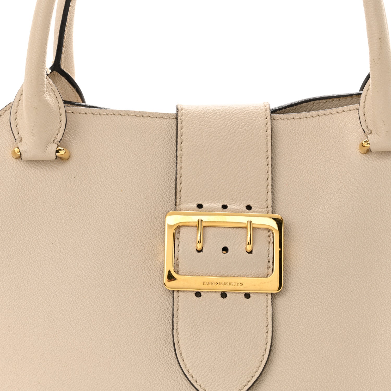 Burberry Soft Grain Calfskin Medium Buckle Tote Limestone 8 of 19
