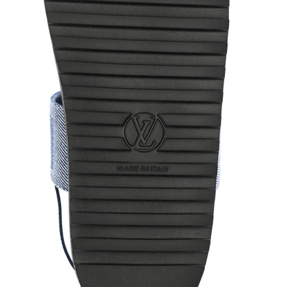 Louis Vuitton Monogram Denim Paseo Flat Comfort Sandals 39 Navy Blue 6 of 8