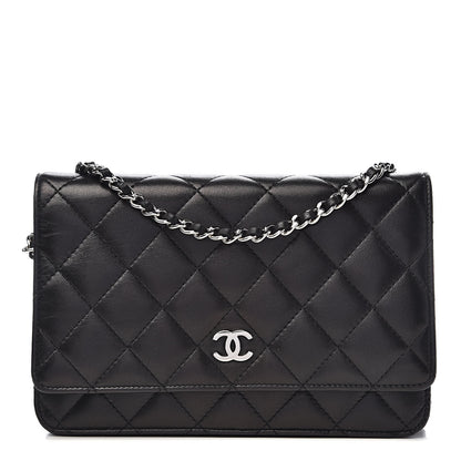Chanel Lambskin Quilted Wallet On Chain WOC Black 1 of 12