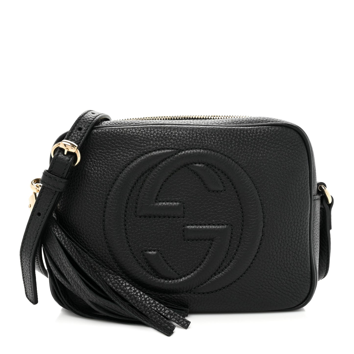 Pebbled Calfskin Small Soho Disco Bag Black
