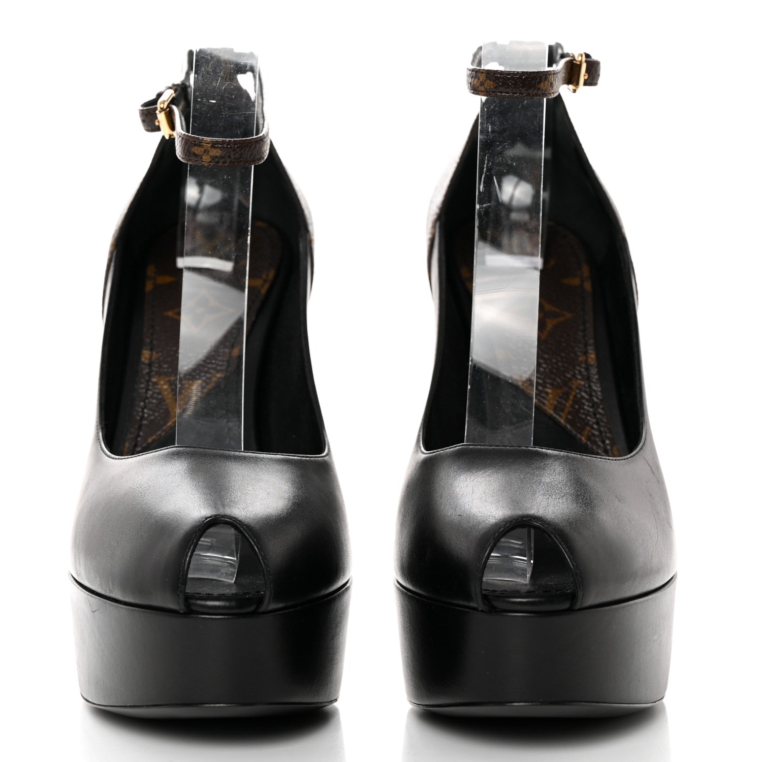 Louis Vuitton Calfskin Monogram Afterglow Platform Pumps 39 Black 2 of 7