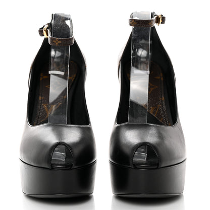 Louis Vuitton Calfskin Monogram Afterglow Platform Pumps 39 Black 2 of 7