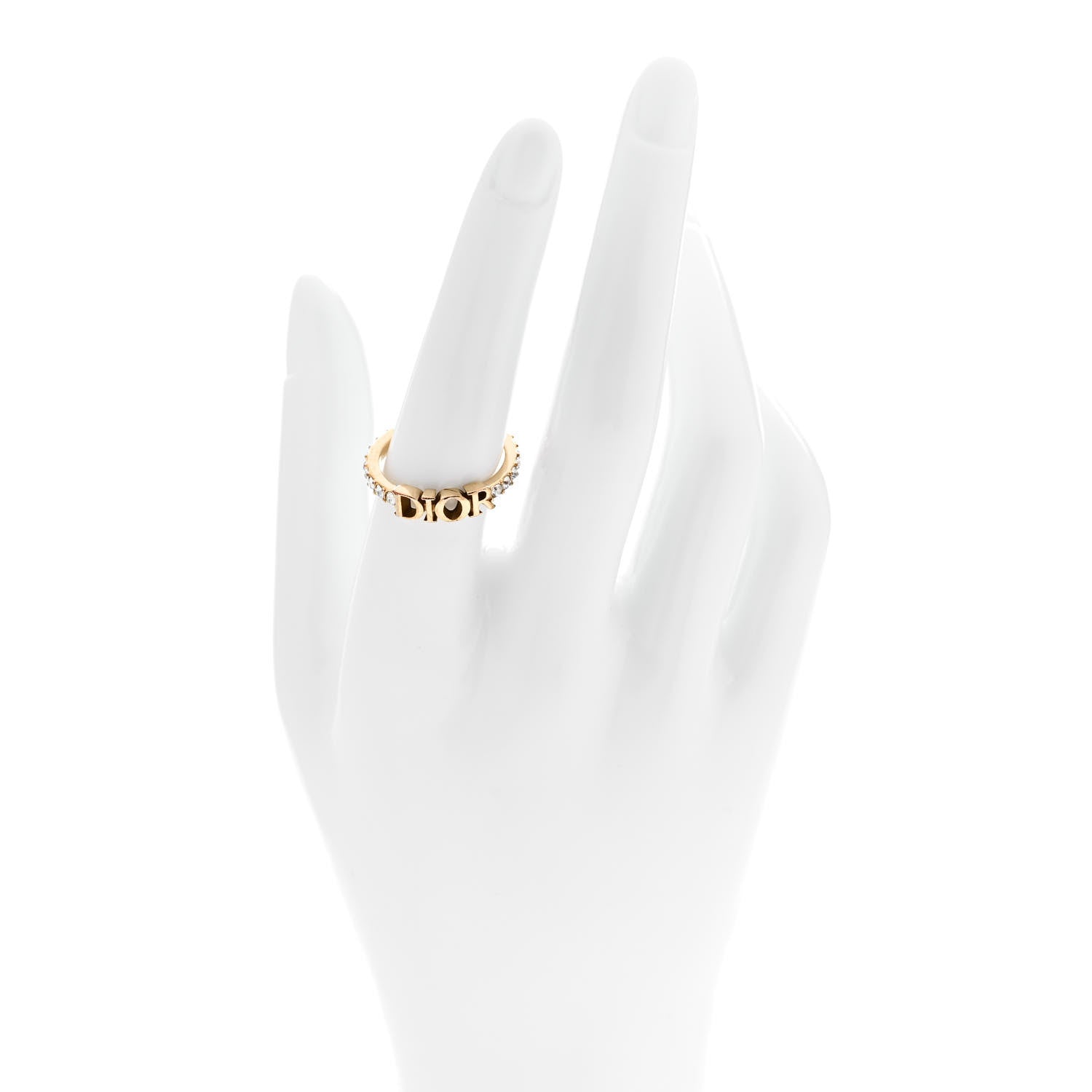 Christian Dior Metal Crystal DIO(R)EVOLUTION Ring 56 7.5 Gold 2 of 4