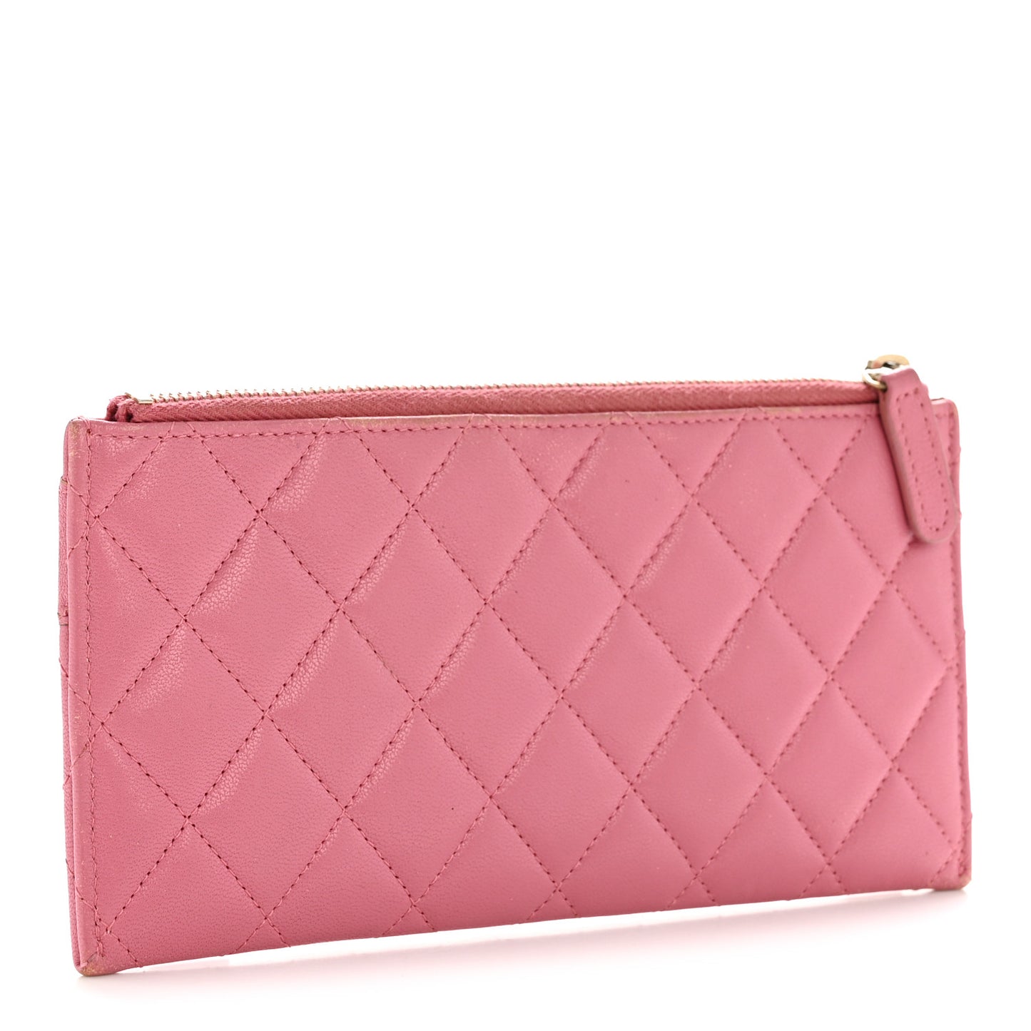 Sheepskin Quilted Mademoiselle Vintage Zip Pouch Red Pink