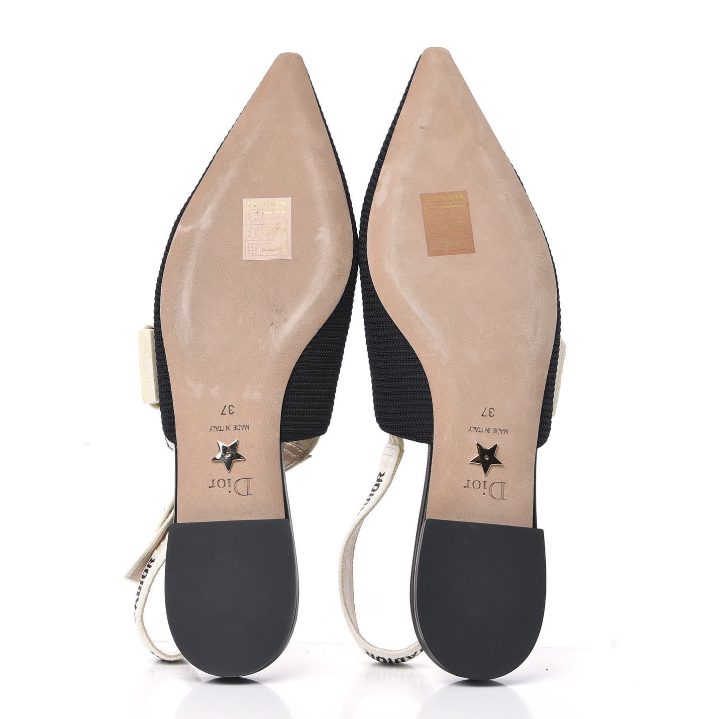 Technical Canvas Ribbon J'Adior Slingback Ballet Flats 37 Black