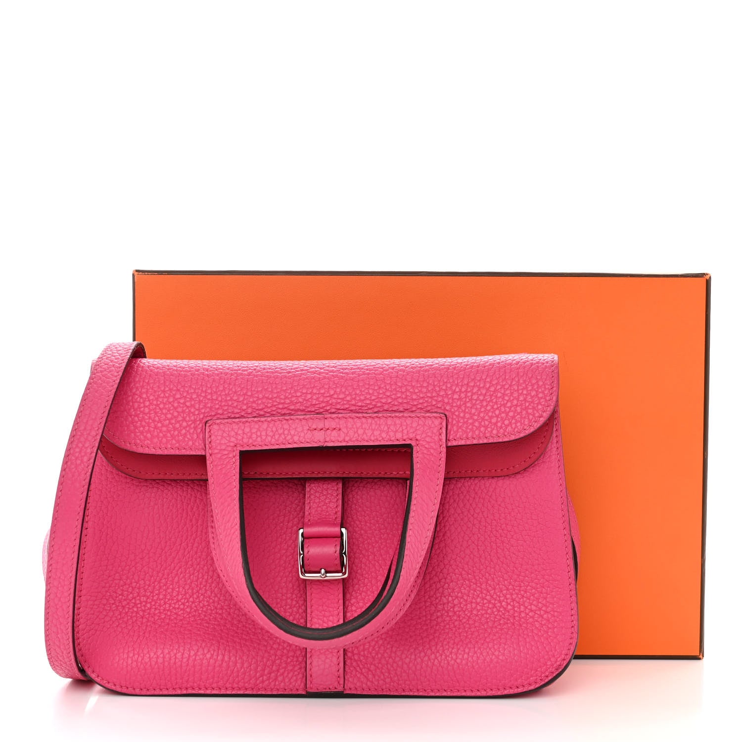 Hermes Taurillon Clemence Halzan 25 Rose Shocking 11 of 11