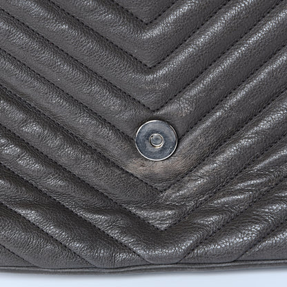 Saint Laurent Sheepskin Matelasse Chevron Monogram Large College Satchel Dark Anthracite 10 of 16