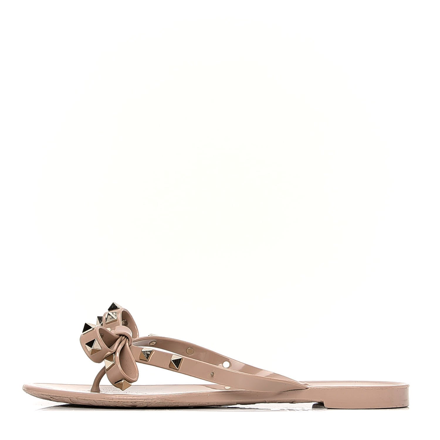 Valentino Garavani PVC Jelly Rockstud Bow Thong Sandals 37 Poudre 1 of 6