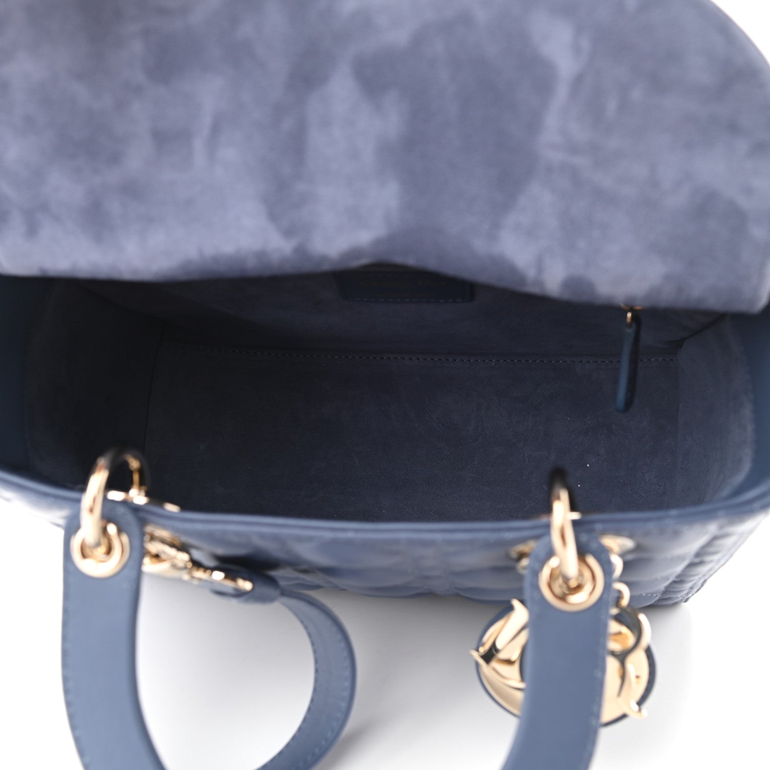 Christian Dior Lambskin Cannage Medium Lady Dior Blue 4 of 7