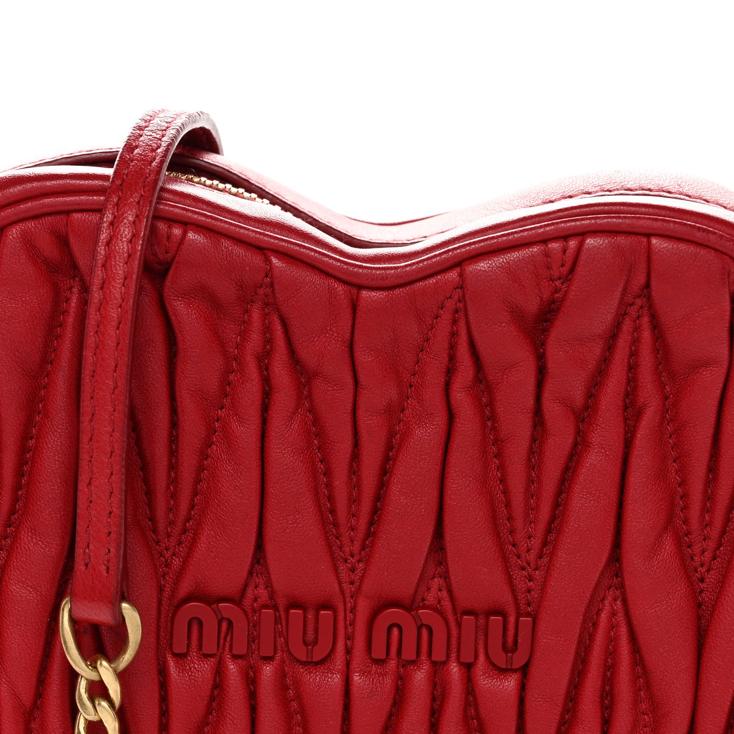 Miu Miu Nappa Matelasse Heart Shoulder Bag Fuoco 7 of 11