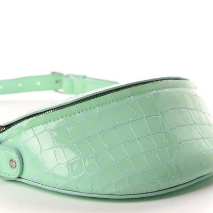 Balenciaga Shiny Calfskin Crocodile Embossed XXS Souvenir Belt Bag Green 5 of 11