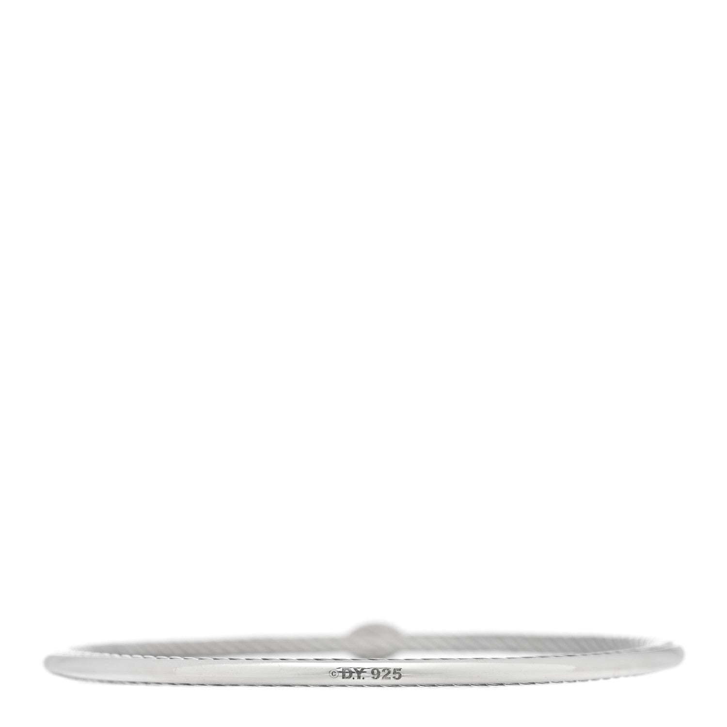 David Yurman Sterling Silver Diamond 3mm Oval Cable Bangle Bracelet 2 of 3