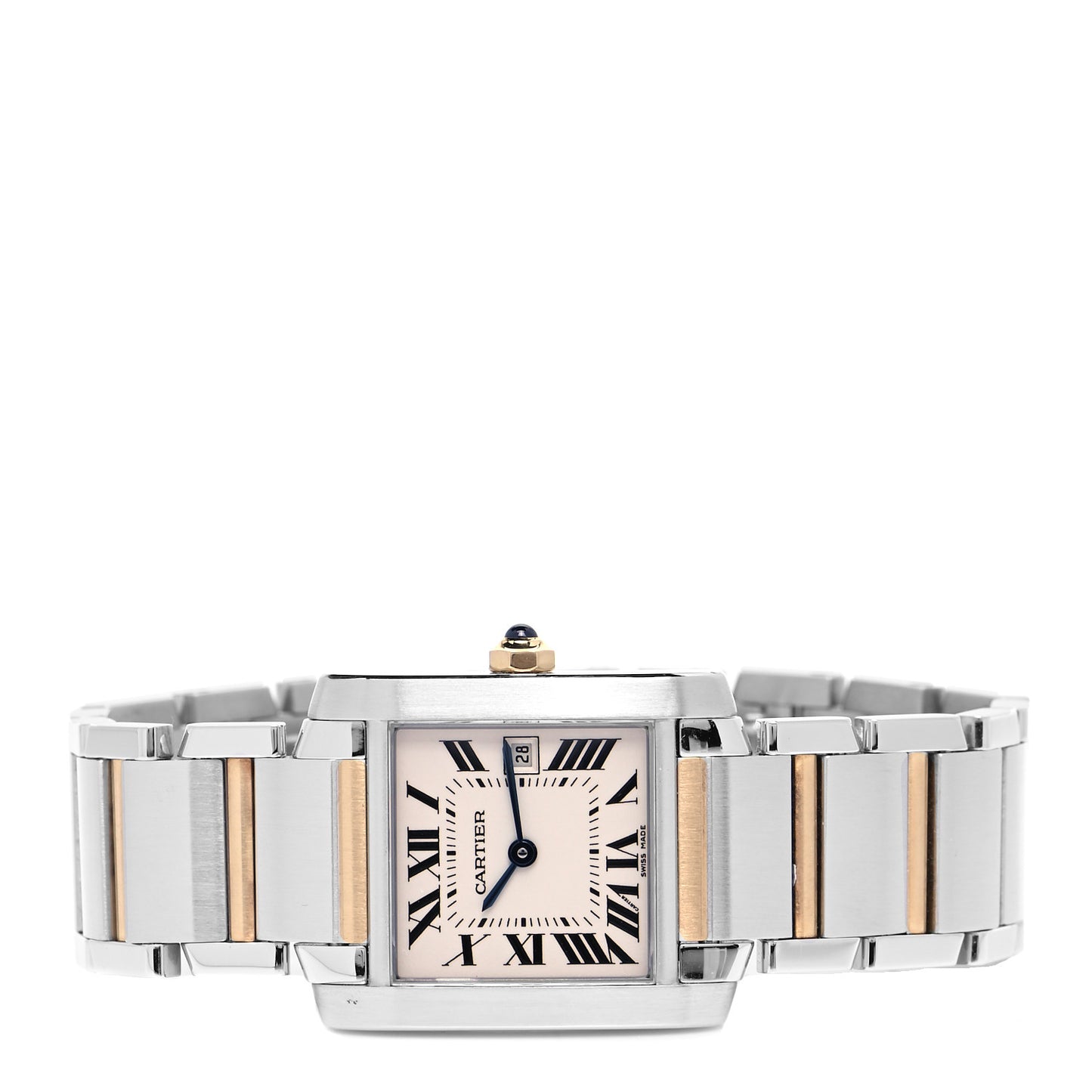 Stainless Steel 18K Yellow Gold 25mm Tank Francaise Quartz Watch