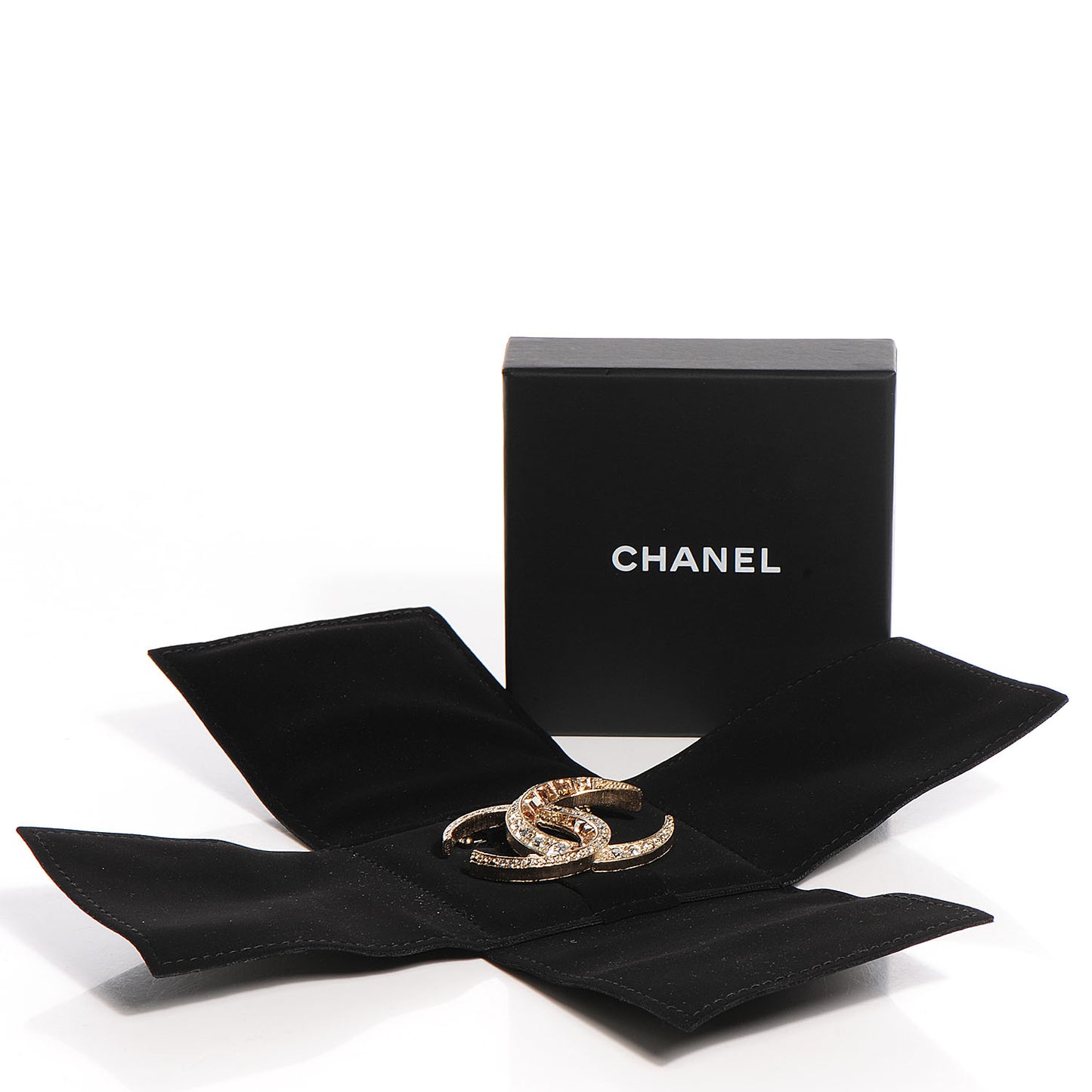 Crystal Large CC Brooch Gold
