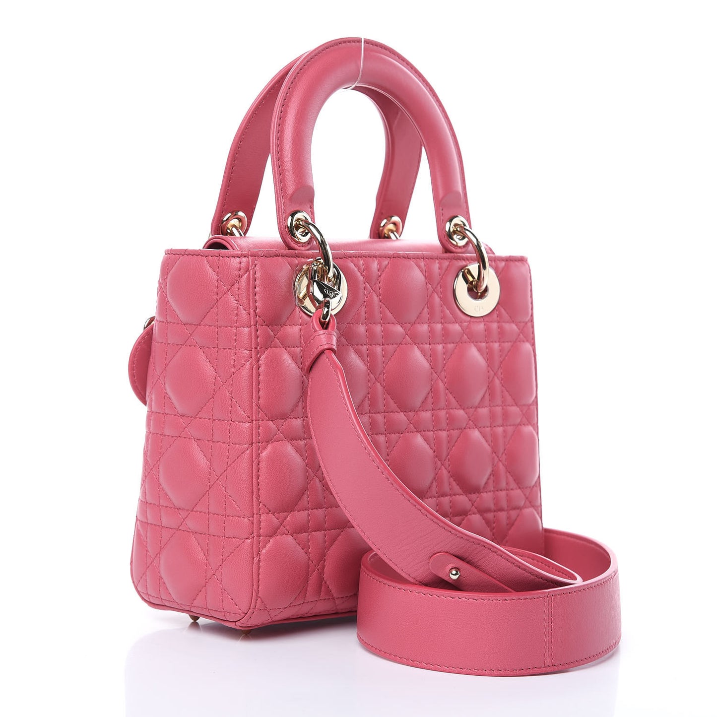 Lambskin Cannage Small Lady Dior Fraise