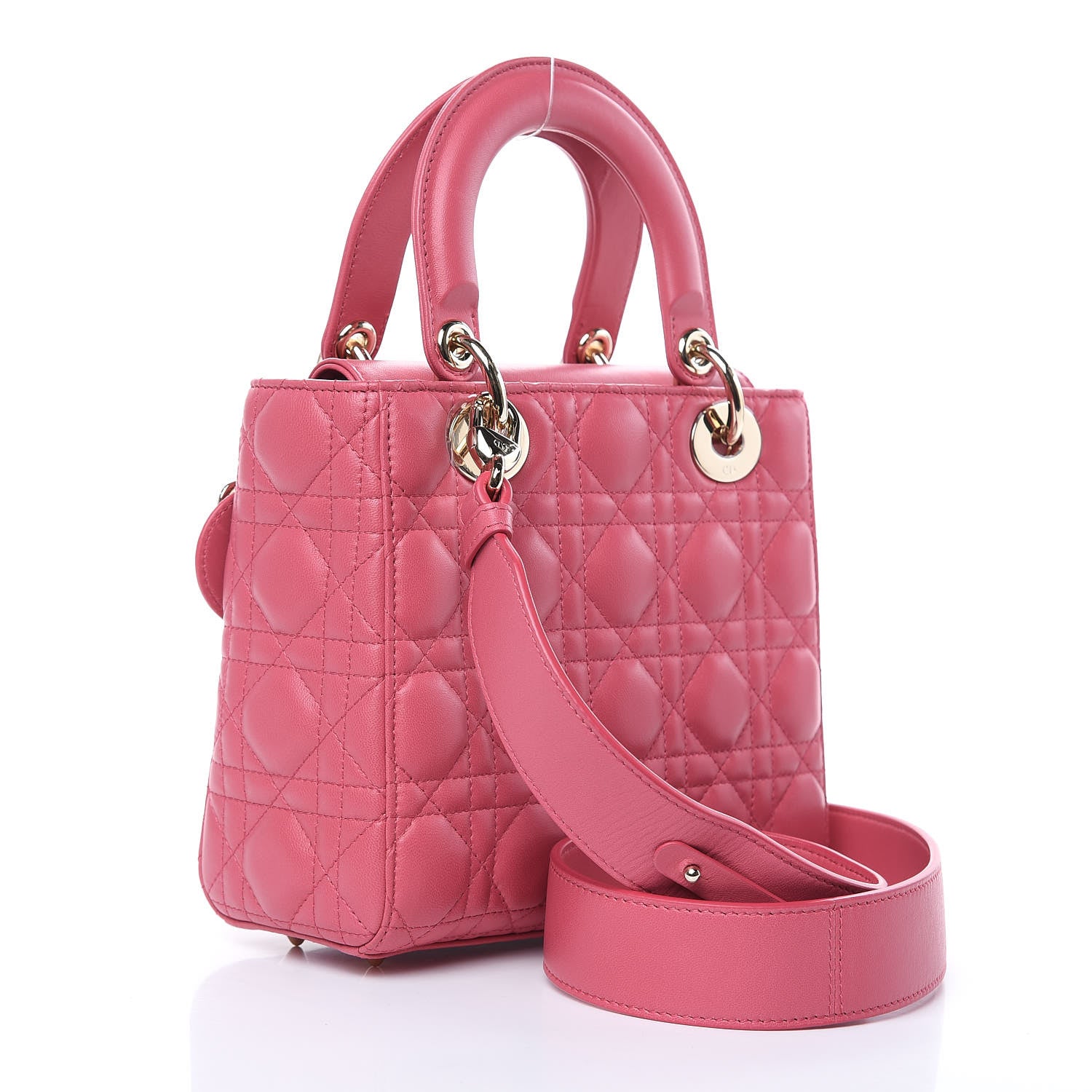 Christian Dior Lambskin Cannage Small Lady Dior Fraise 3 of 12