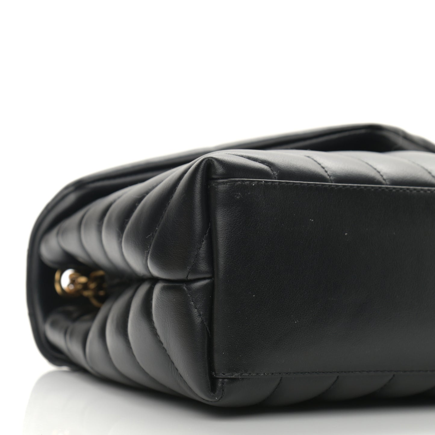 Calfskin Y Quilted Monogram Small Loulou Chain Satchel Black