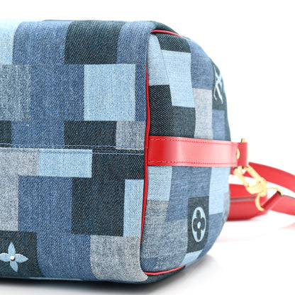 Louis Vuitton Denim Damier Monogram Patchwork Speedy Bandouliere 30 Blue Rouge 11 of 11