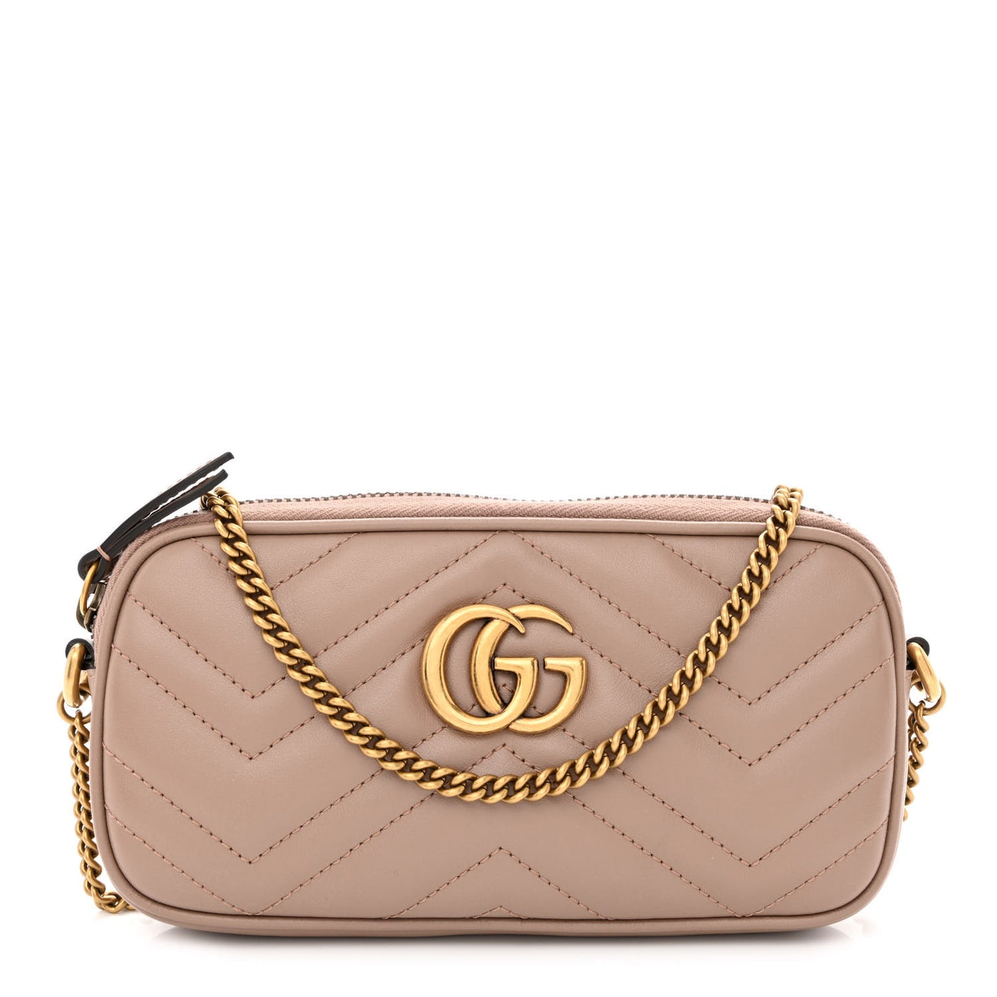 Calfskin Matelasse Mini GG Marmont Chain Crossbody Bag Porcelain Rose