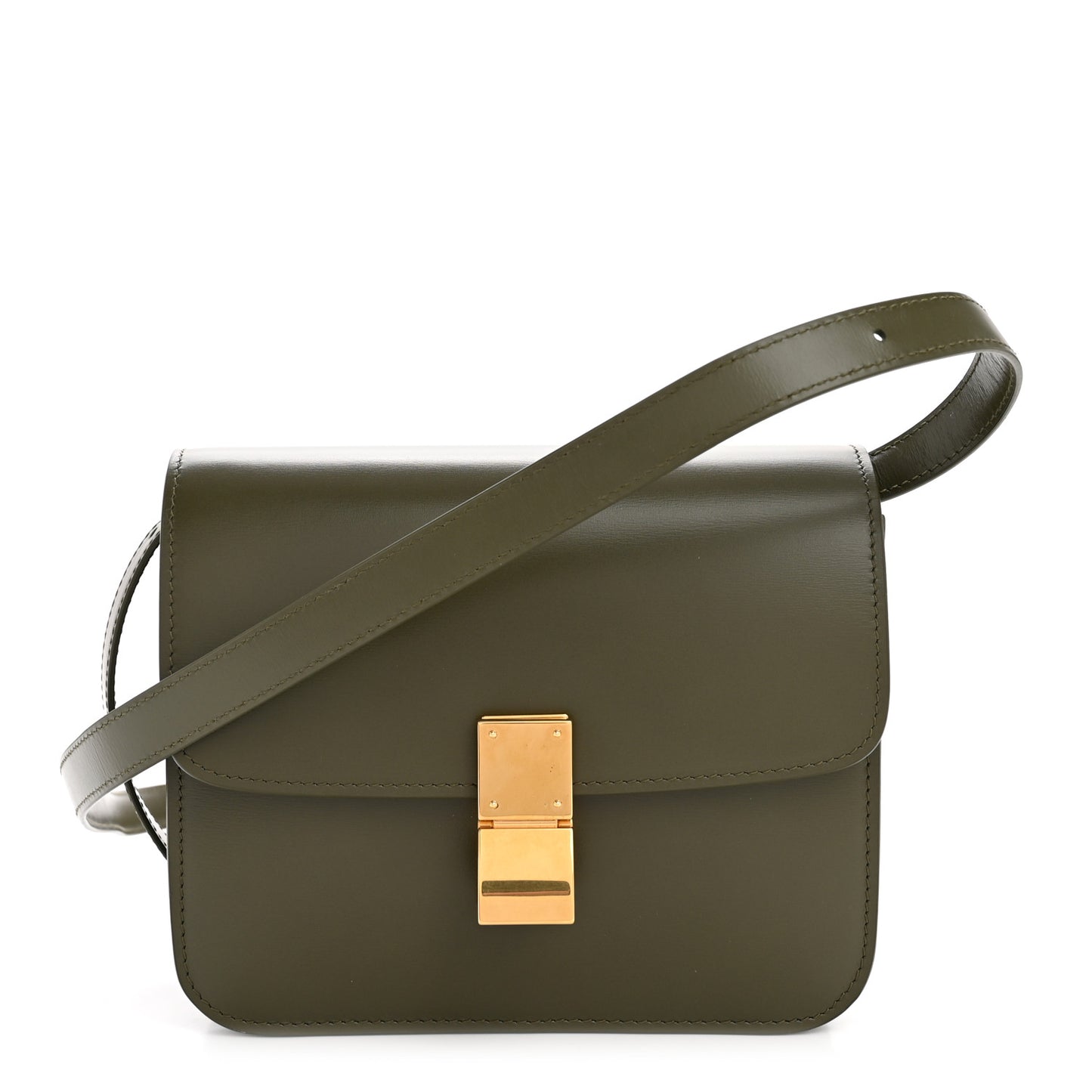 Box Calfskin Teen Classic Box Flap Bag Dark Olive