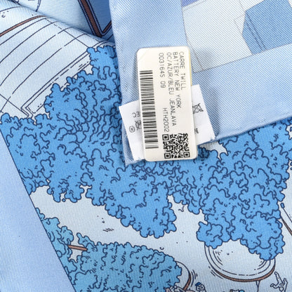 Hermes Silk The Battery New York Scarf 90 Azur Bleu Jean Lavande 5 of 5