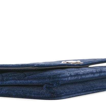 Chanel Velvet Quilted Boy Wallet On Chain WOC Blue 11 of 12