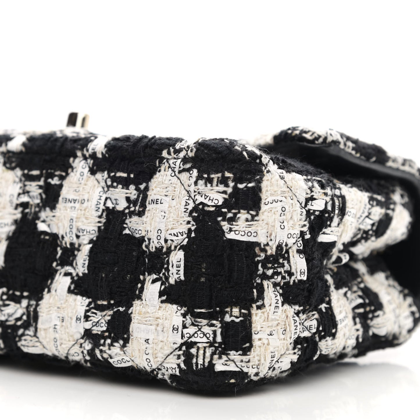 Tweed Quilted Mini Rectangular Flap Black Ecru White