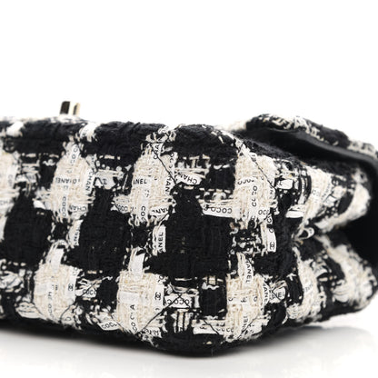 Chanel Tweed Quilted Mini Rectangular Flap Black Ecru White 10 of 12