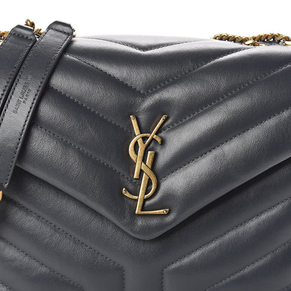 Saint Laurent Calfskin Y Quilted Monogram Small Loulou Chain Satchel Asphalt 7 of 9