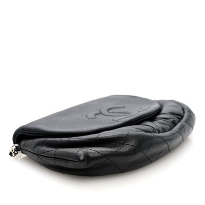 Chanel Lambskin Quilted Half Moon Wallet On Chain WOC Dark Grey 5 of 10