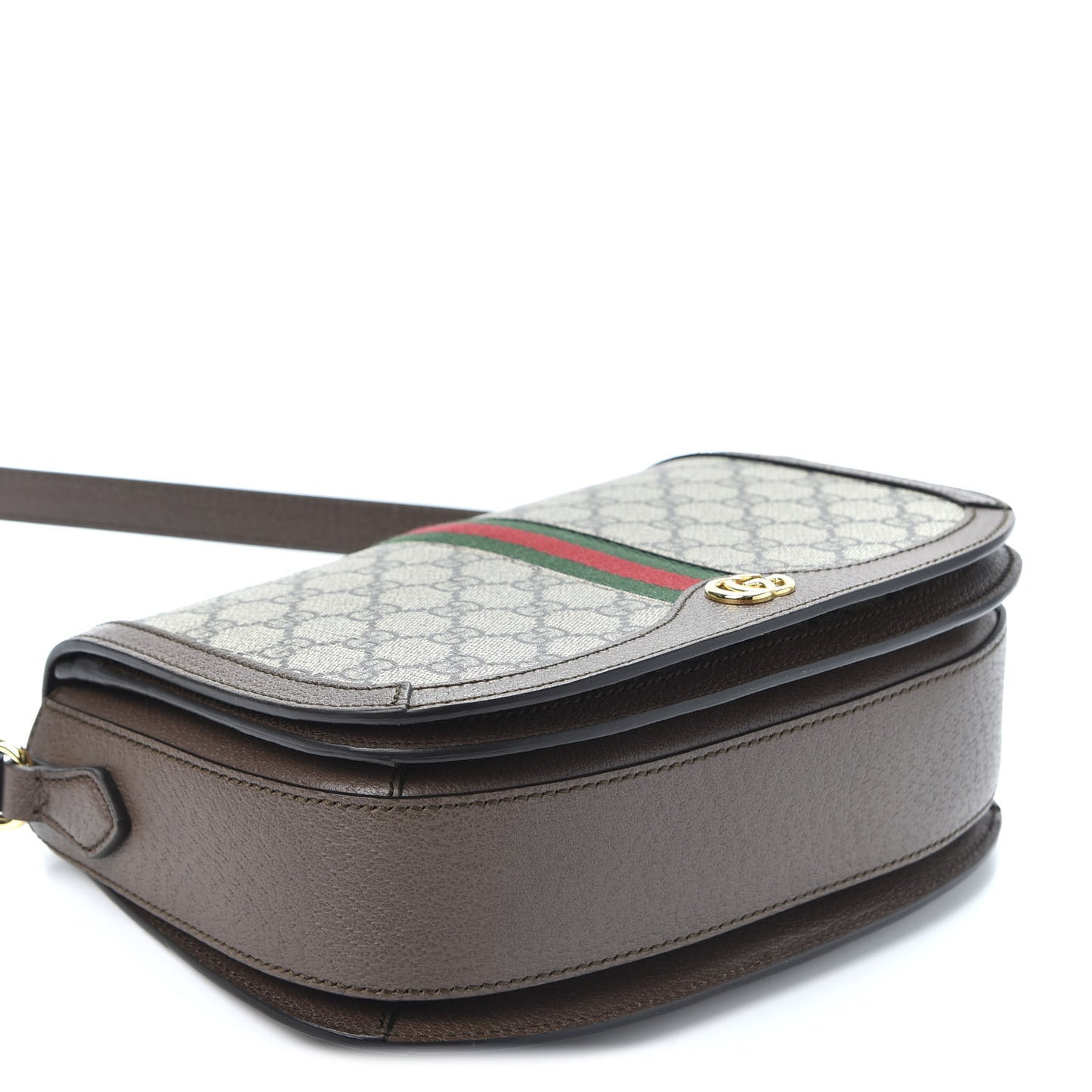 GG Supreme Monogram Web Small Ophidia Flap Messenger Bag Brown